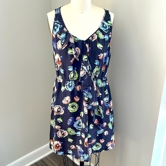 REBECCA TAYLOR spring Floral Dress 4 Silk Purple Green Blue small - Picture 1 of 17